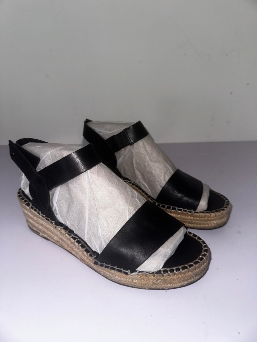 Franco Sarto Leather Wedge Espadrille Sandal